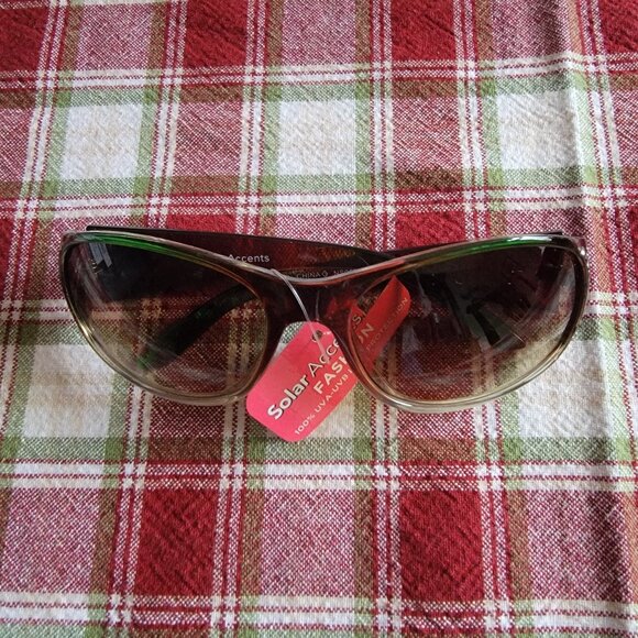 Solar Accents by FGX, Inc. Sunglasses Brown and Green Frames Rhinestone Temples - Picture 1 of 5